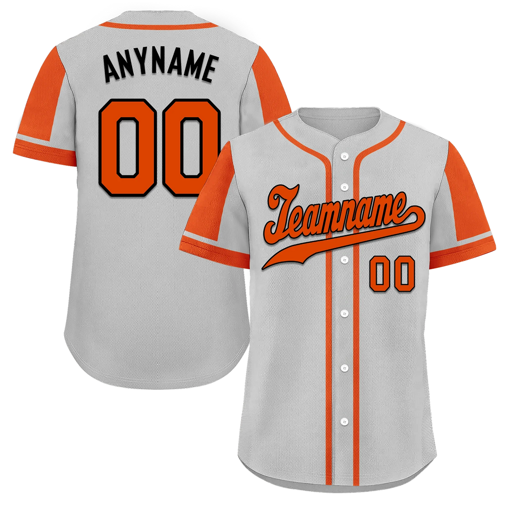 Custom Gray Orange Raglan Sleeves Personalized Authentic Baseball Jersey BSBJ01-D017187 - Coolcustomize