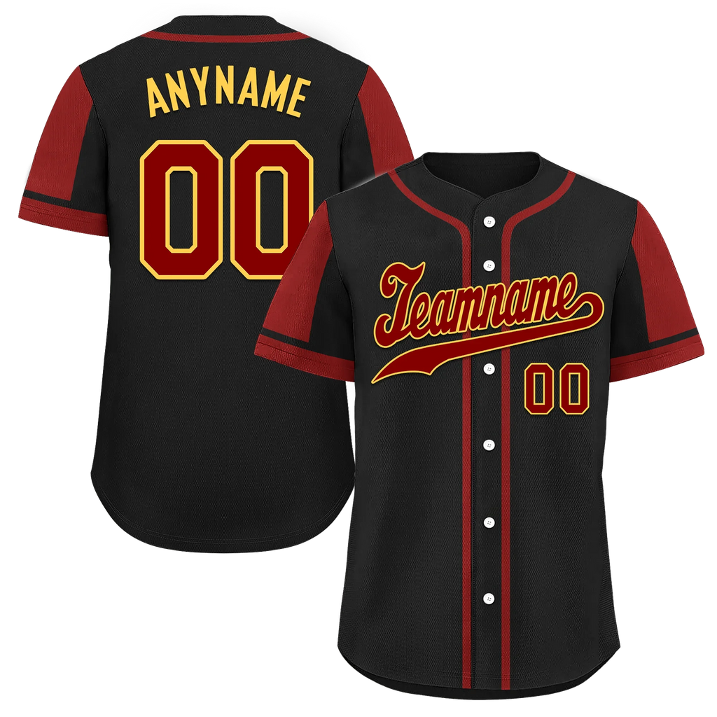 Custom Black Red Raglan Sleeves Personalized Authentic Baseball Jersey BSBJ01-D017176 - Coolcustomize