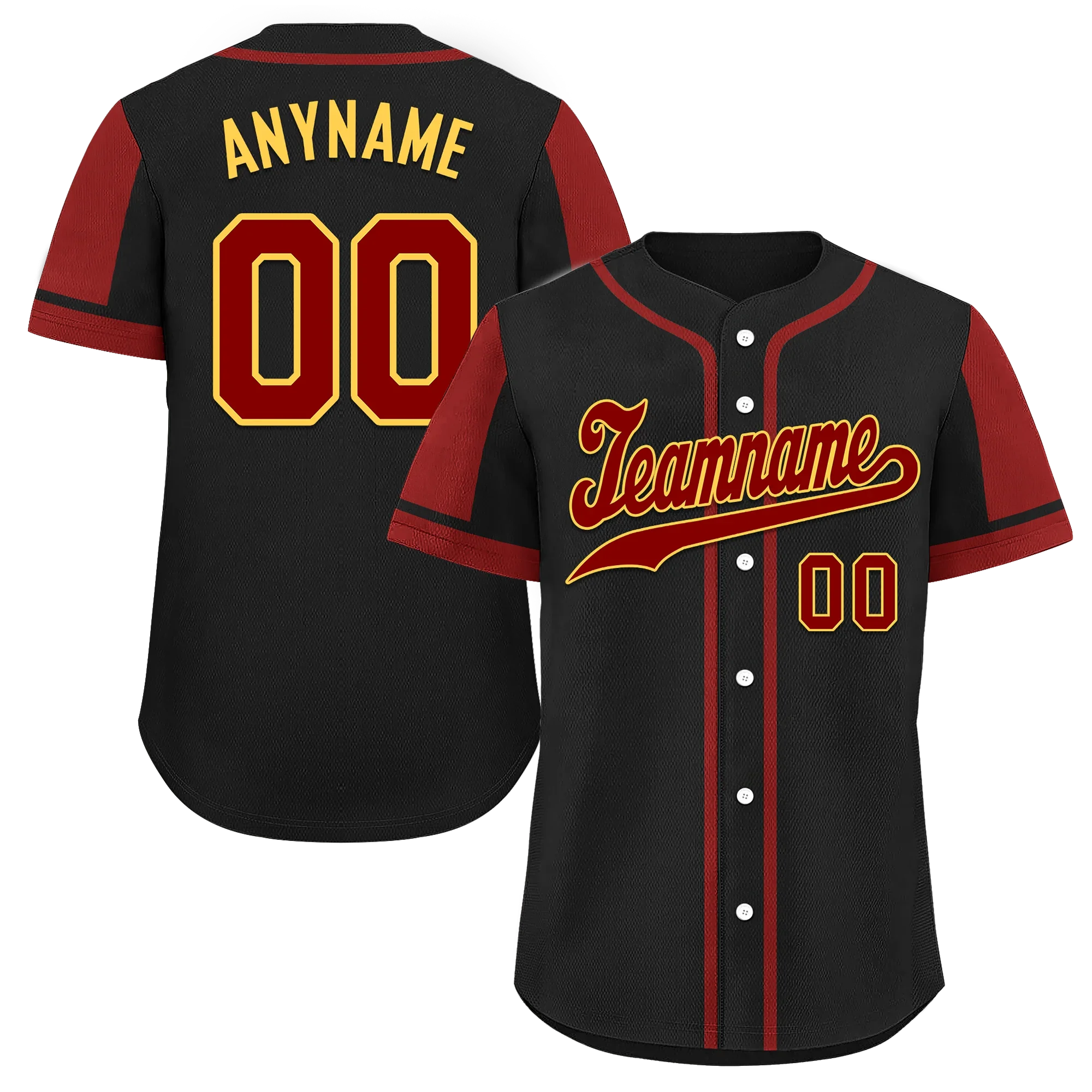 Custom Black Red Raglan Sleeves Personalized Authentic Baseball Jersey BSBJ01-D017176 - Coolcustomize