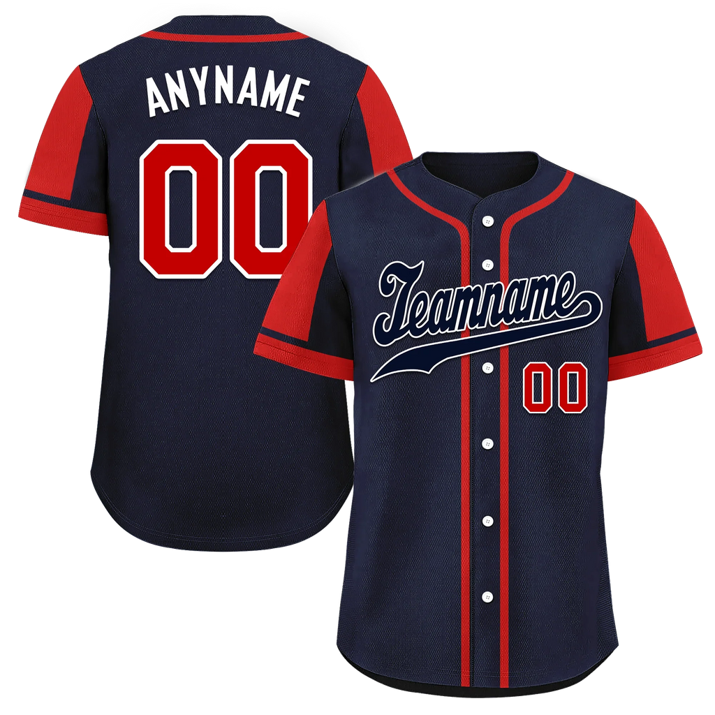 Custom Blue Red Raglan Sleeves Personalized Authentic Baseball Jersey BSBJ01-D017180 - Coolcustomize