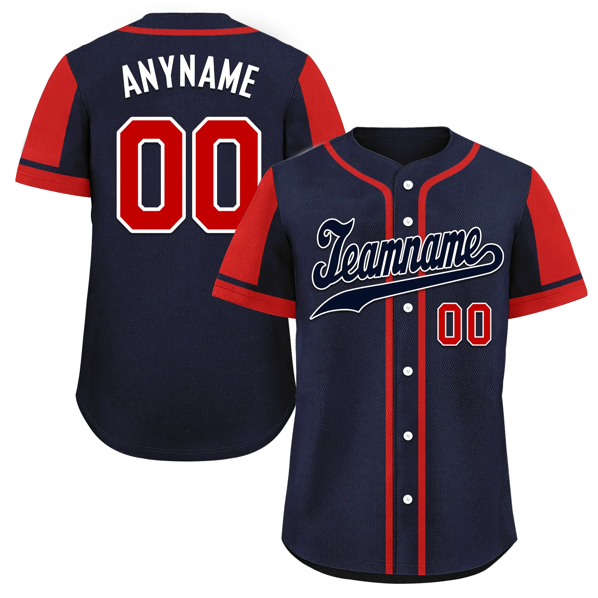 Custom Blue Red Raglan Sleeves Personalized Authentic Baseball Jersey BSBJ01-D017180 - Coolcustomize