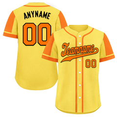 Custom Yellow Orange Raglan Sleeves Personalized Authentic Baseball Jersey BSBJ01-D017204