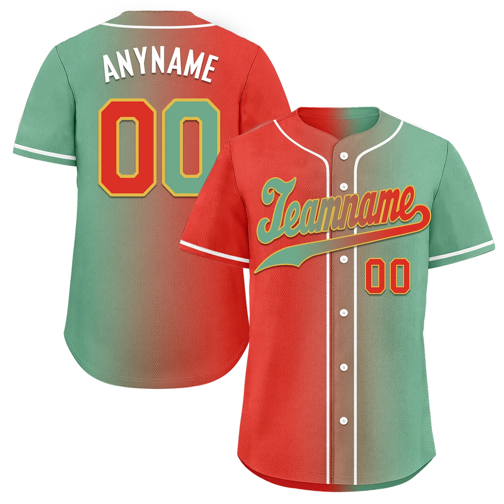 Custom Red Green Gradient Fashion Personalized Authentic Baseball Jersey BSBJ01-D0a7a09 - Coolcustomize
