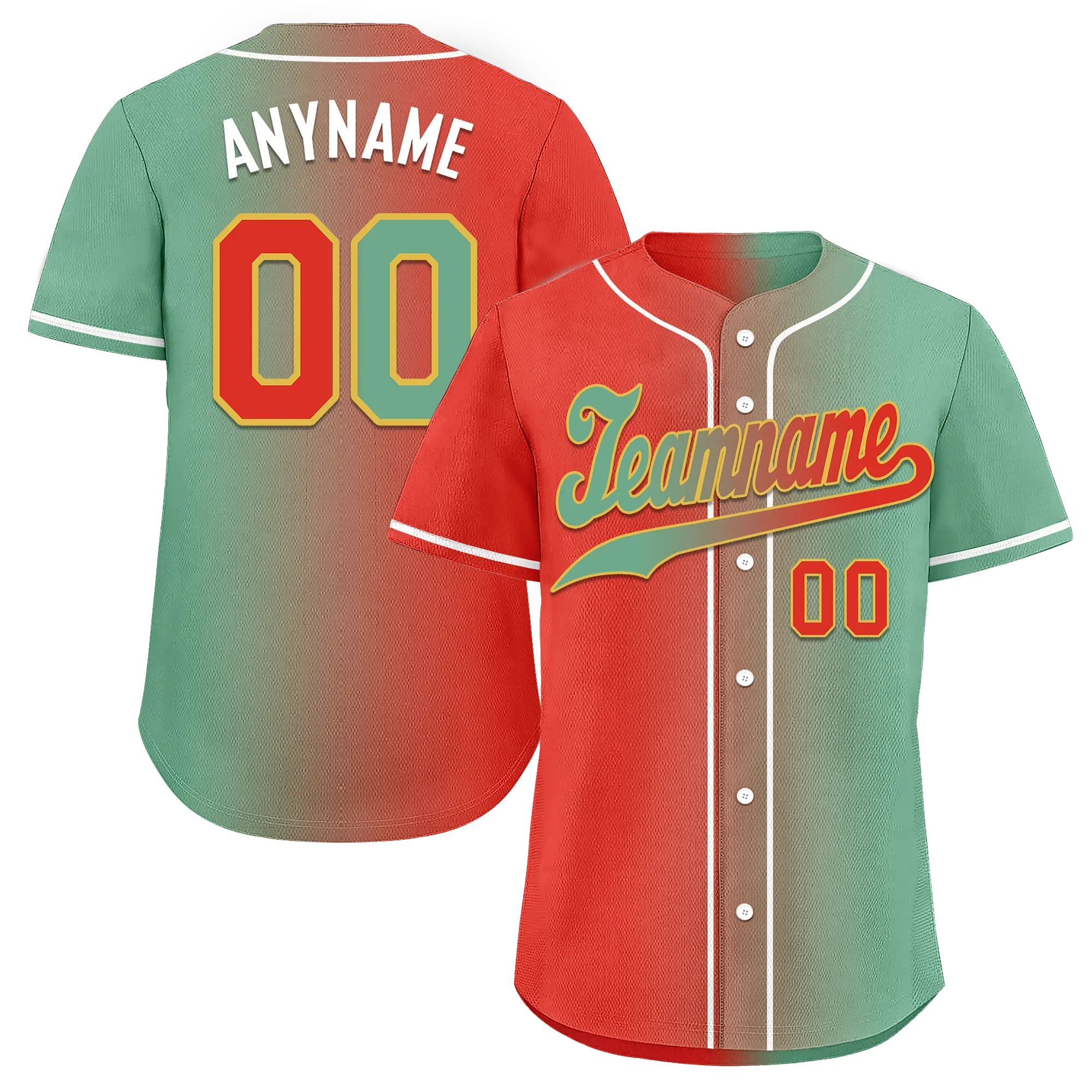 Custom Red Green Gradient Fashion Personalized Authentic Baseball Jersey BSBJ01-D0a7a09 - Coolcustomize