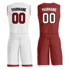 Custom White Red Classic Style Reversible Basketball Uniform Personalized Ordinary BBJR-D017017