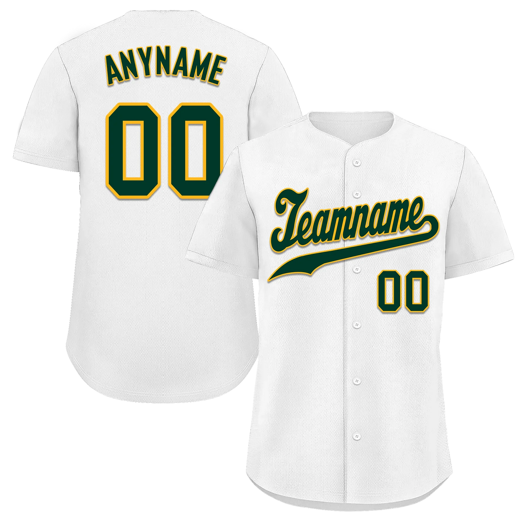 Custom White Classic Style Green Personalized Authentic Baseball Jersey BSBJ01-bd0fac0 - Coolcustomize
