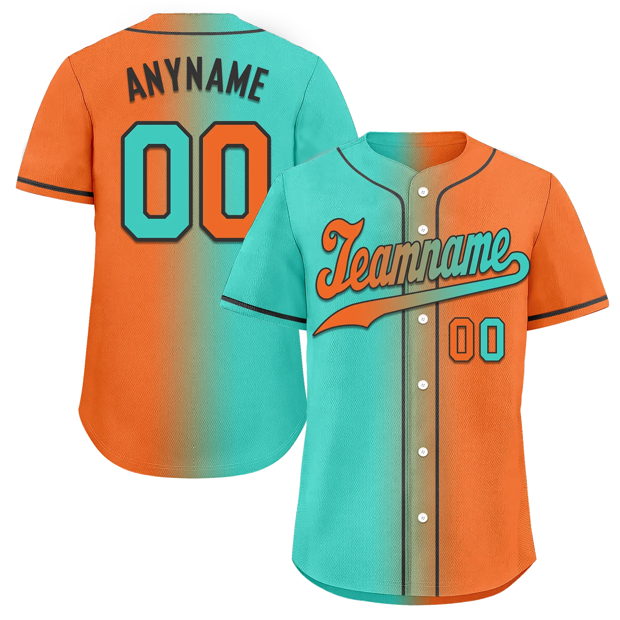 Custom Cyan Orange Gradient Fashion Personalized Authentic Baseball Jersey BSBJ01-D0a7087 - Coolcustomize