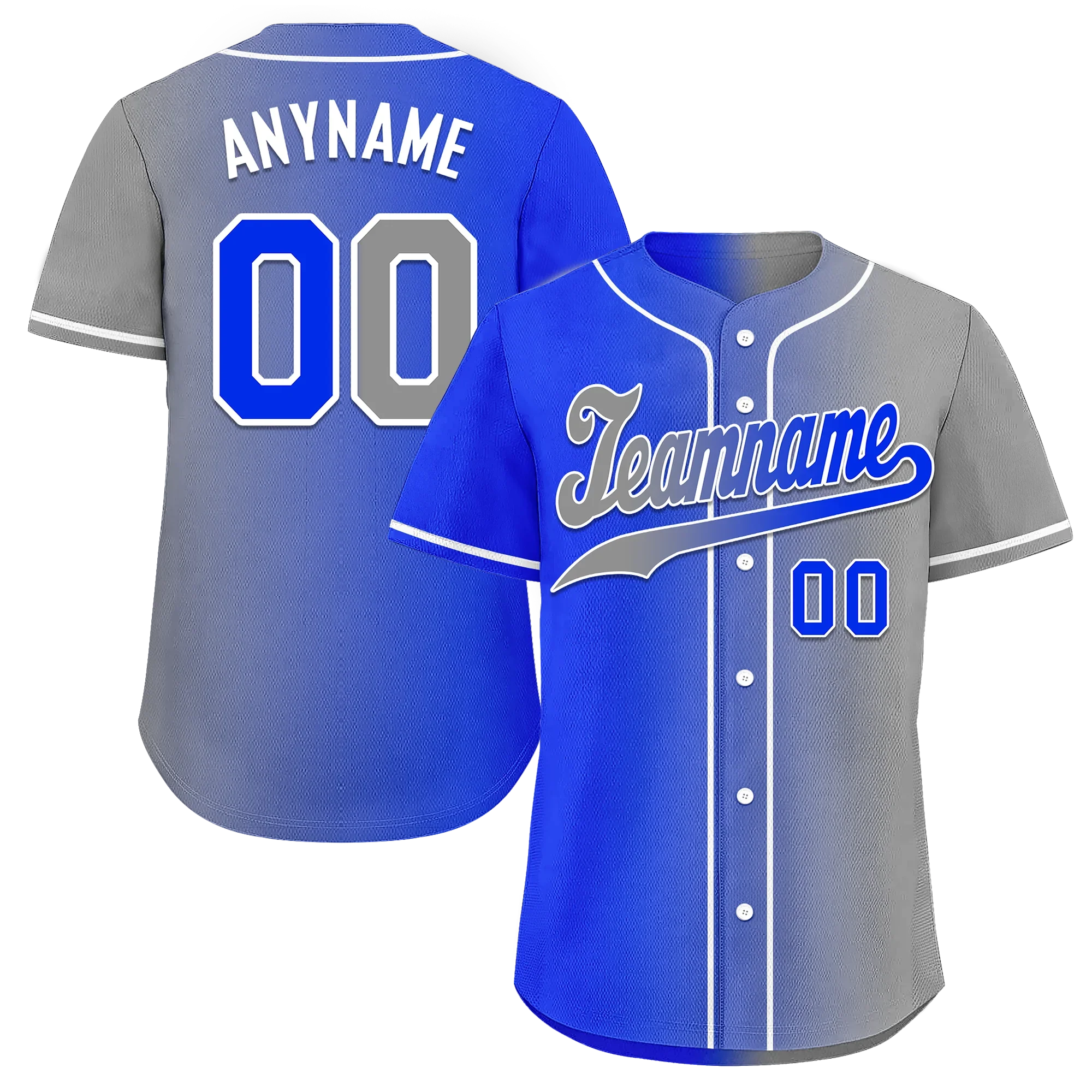 Custom Blue Grey Gradient Fashion Personalized Authentic Baseball Jersey BSBJ01-D0a709a - Coolcustomize