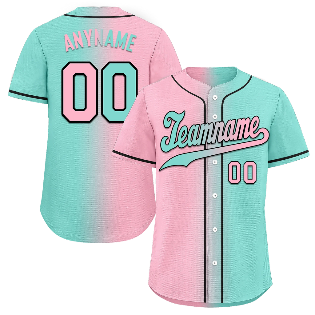 Custom Pink Cyan Gradient Fashion Personalized Authentic Baseball Jersey BSBJ01-D0a708b - Coolcustomize
