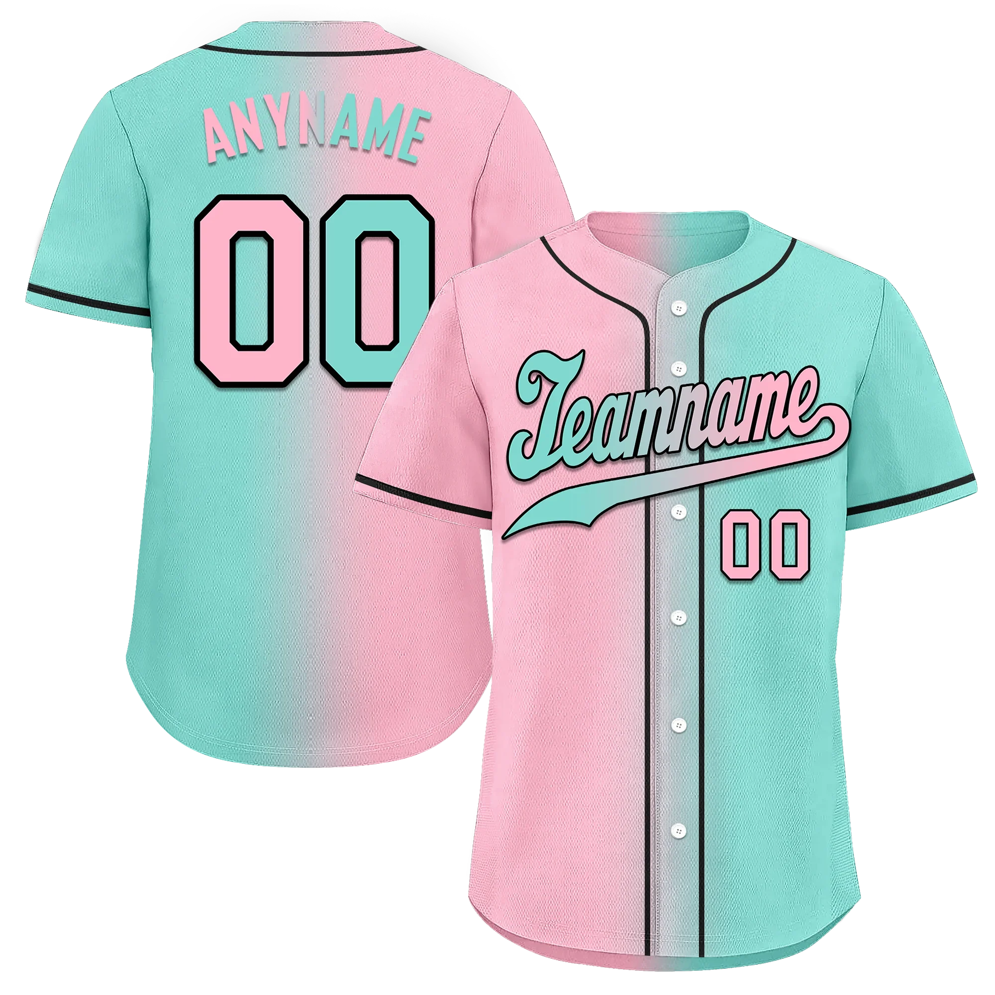 Custom Pink Cyan Gradient Fashion Personalized Authentic Baseball Jersey BSBJ01-D0a708b - Coolcustomize