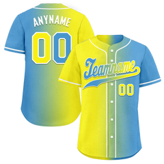 Custom Yellow Blue Gradient Fashion Personalized Authentic Baseball Jersey BSBJ01-D0a7aa0