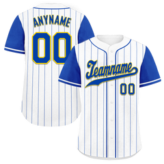 Custom White Blue Stripe Fashion Personalized Authentic Baseball Jersey BSBJ01-D017242