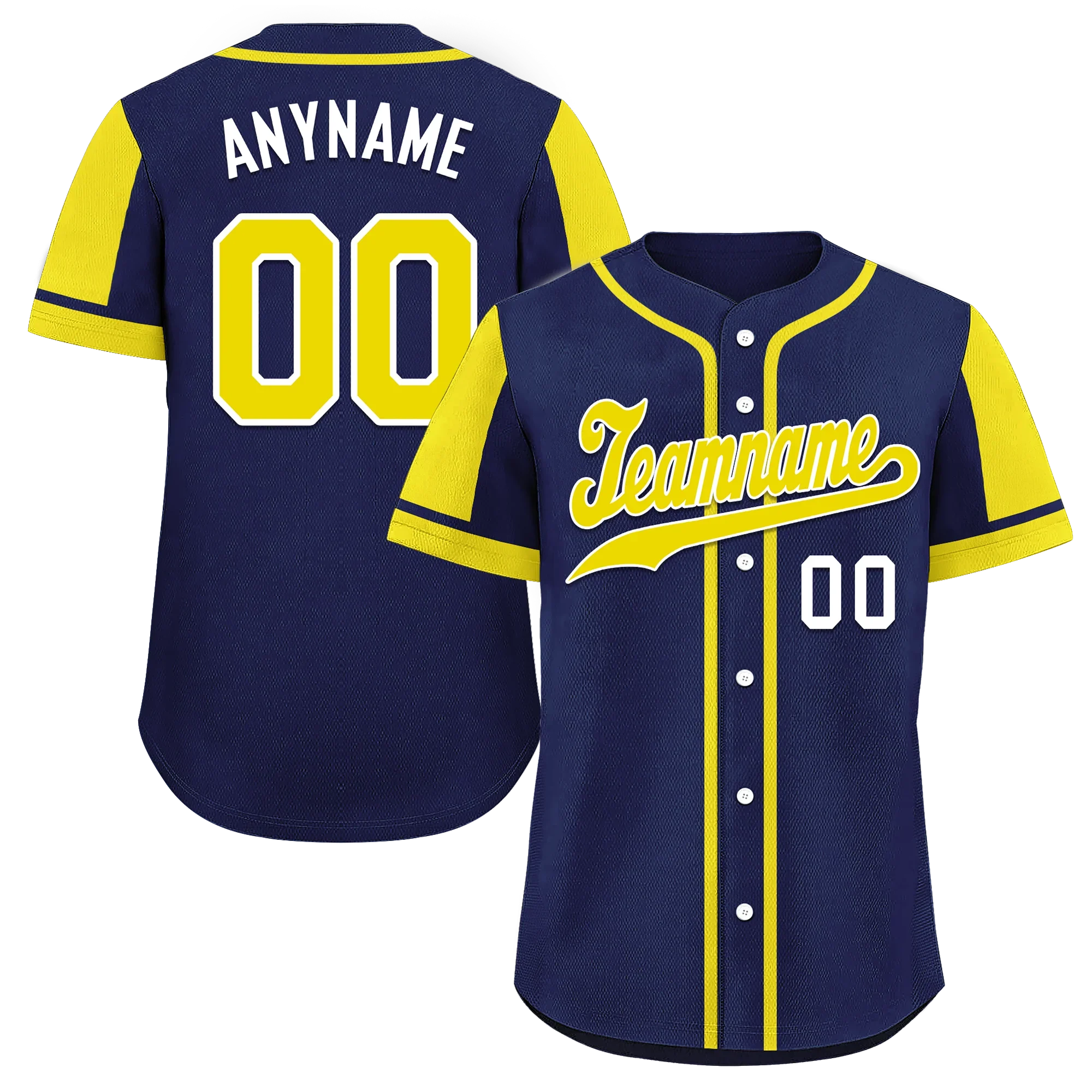 Custom Blue Yellow Raglan Sleeves Personalized Authentic Baseball Jersey BSBJ01-D017182 - Coolcustomize