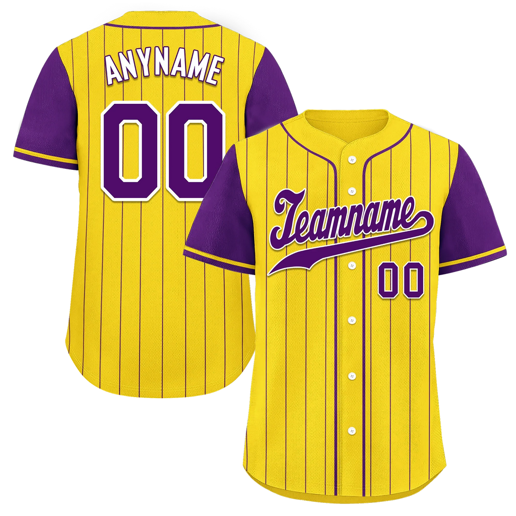 Custom Gold Purple Stripe Fashion Personalized Authentic Baseball Jersey BSBJ01-D017219 - Coolcustomize