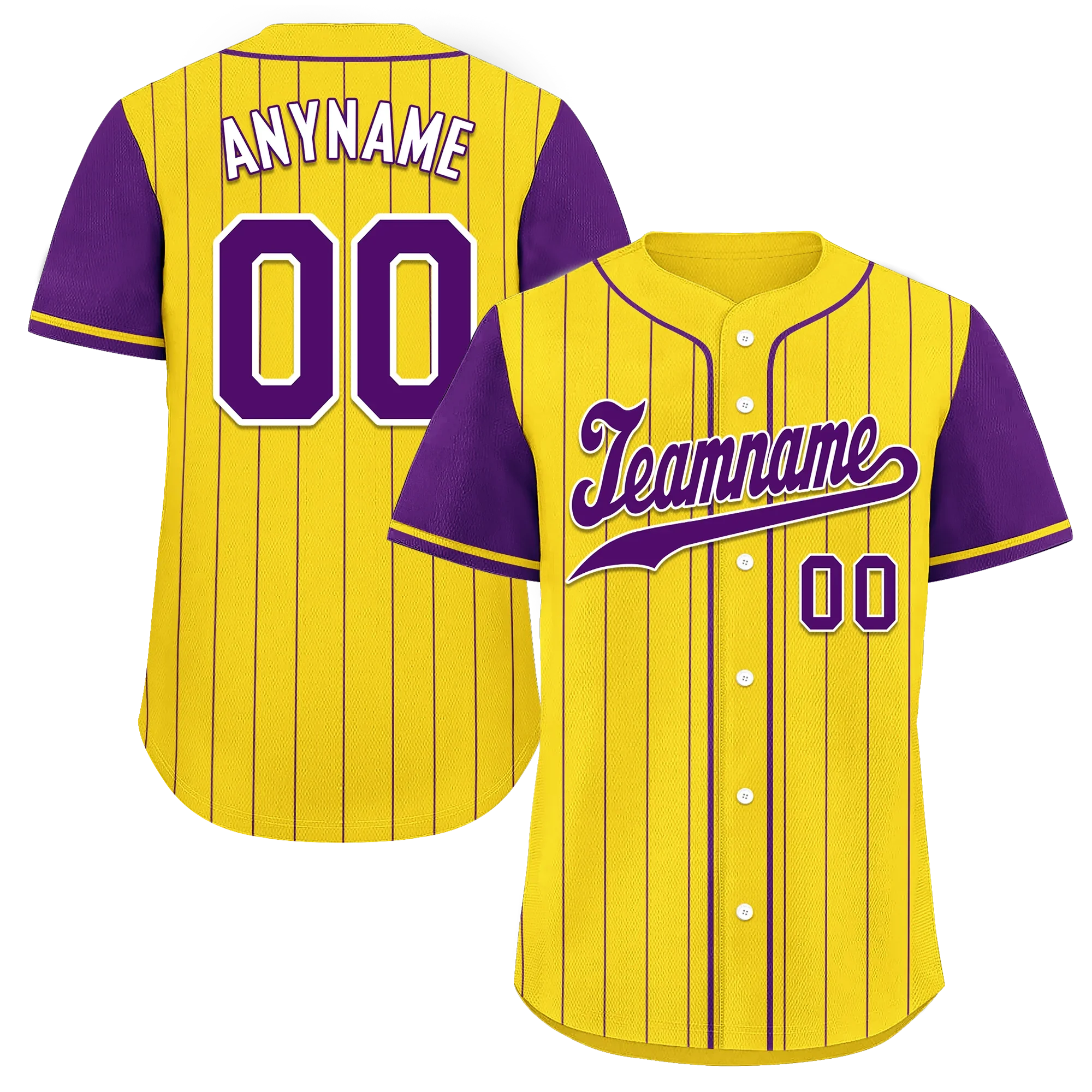 Custom Gold Purple Stripe Fashion Personalized Authentic Baseball Jersey BSBJ01-D017219 - Coolcustomize