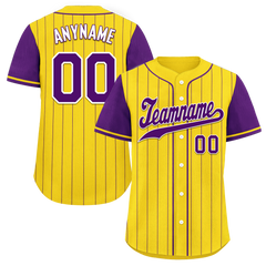 Custom Gold Purple Stripe Fashion Personalized Authentic Baseball Jersey BSBJ01-D017219