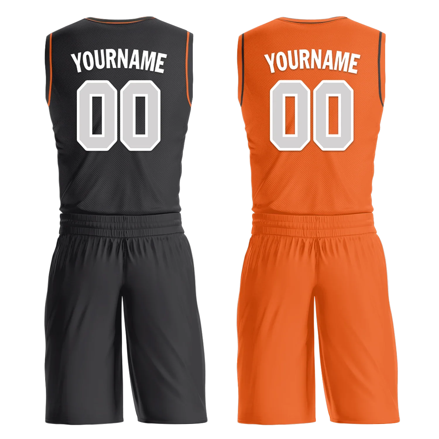 Custom Black Orange Classic Style Reversible Basketball Uniform Personalized COOLMAX BBJR-D017019 - Coolcustomize