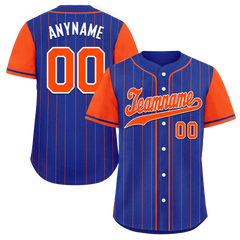 Custom Blue Orange Stripe Fashion Personalized Authentic Baseball Jersey BSBJ01-D017250