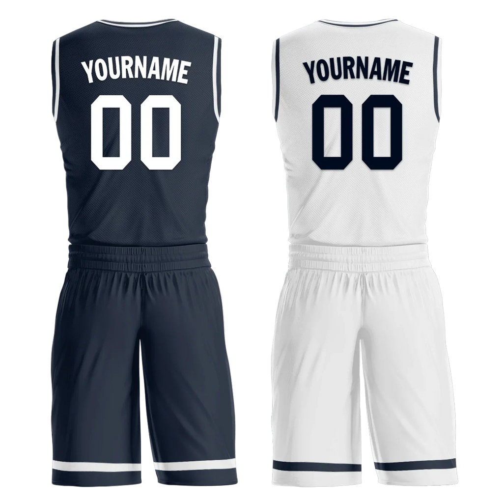 Custom Blue White Classic Style Reversible Basketball Uniform Personalized Ordinary BBJR-D017056 - Coolcustomize