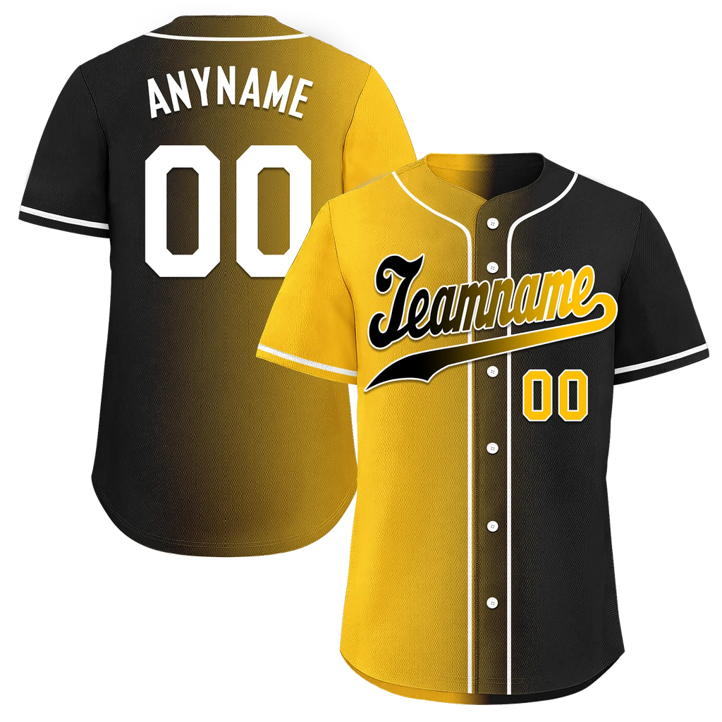 Custom Yellow Black Gradient Fashion Personalized Authentic Baseball Jersey BSBJ01-D0a7a00 - Coolcustomize