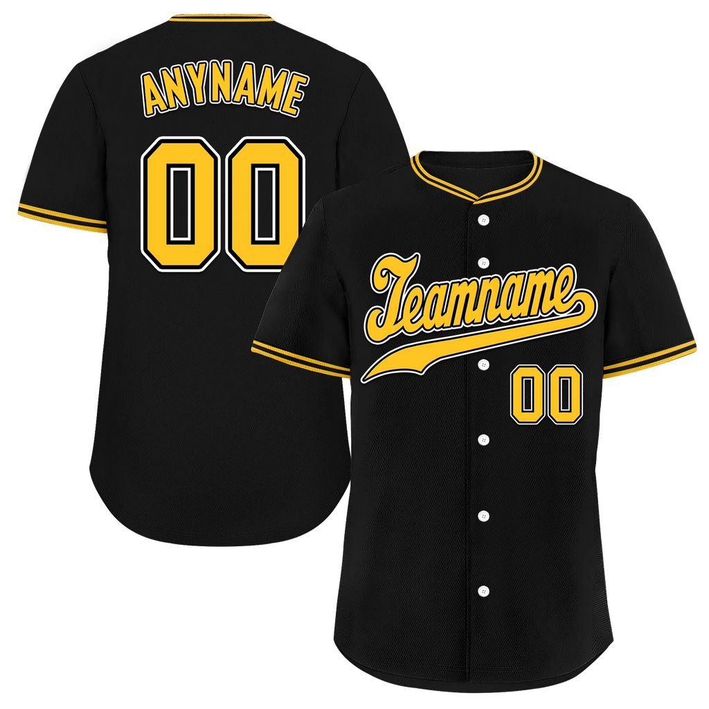 Custom Black Classic Style Yellow Personalized Authentic Baseball Jersey BSBJ01-bd0fad7 - Coolcustomize