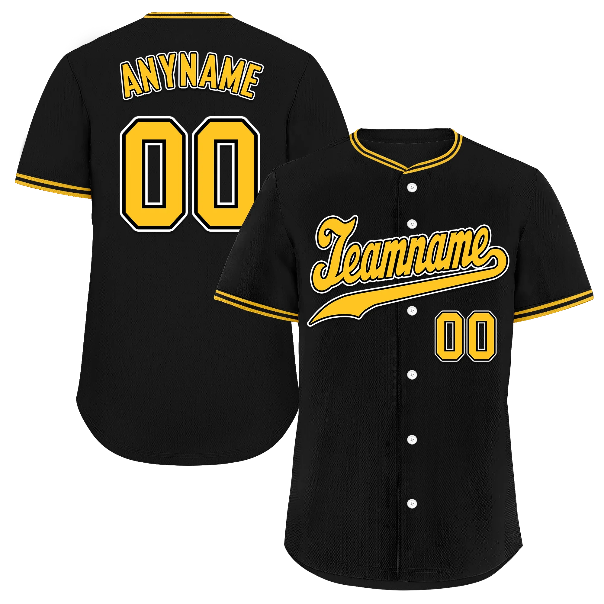 Custom Black Classic Style Yellow Personalized Authentic Baseball Jersey BSBJ01-bd0fad7 - Coolcustomize
