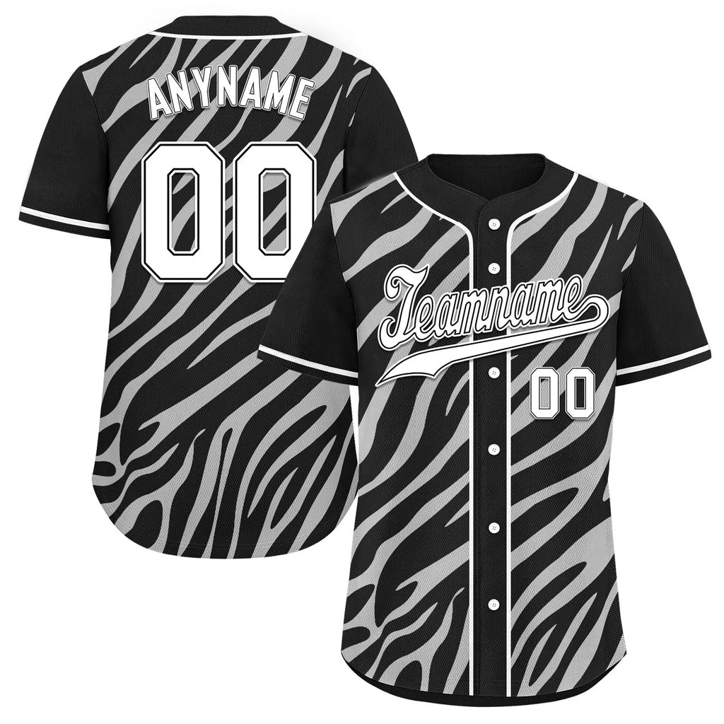 Custom Black White Zebra Pattern Personalized Authentic Baseball Jersey BSBJ01-D020201-1 - Coolcustomize