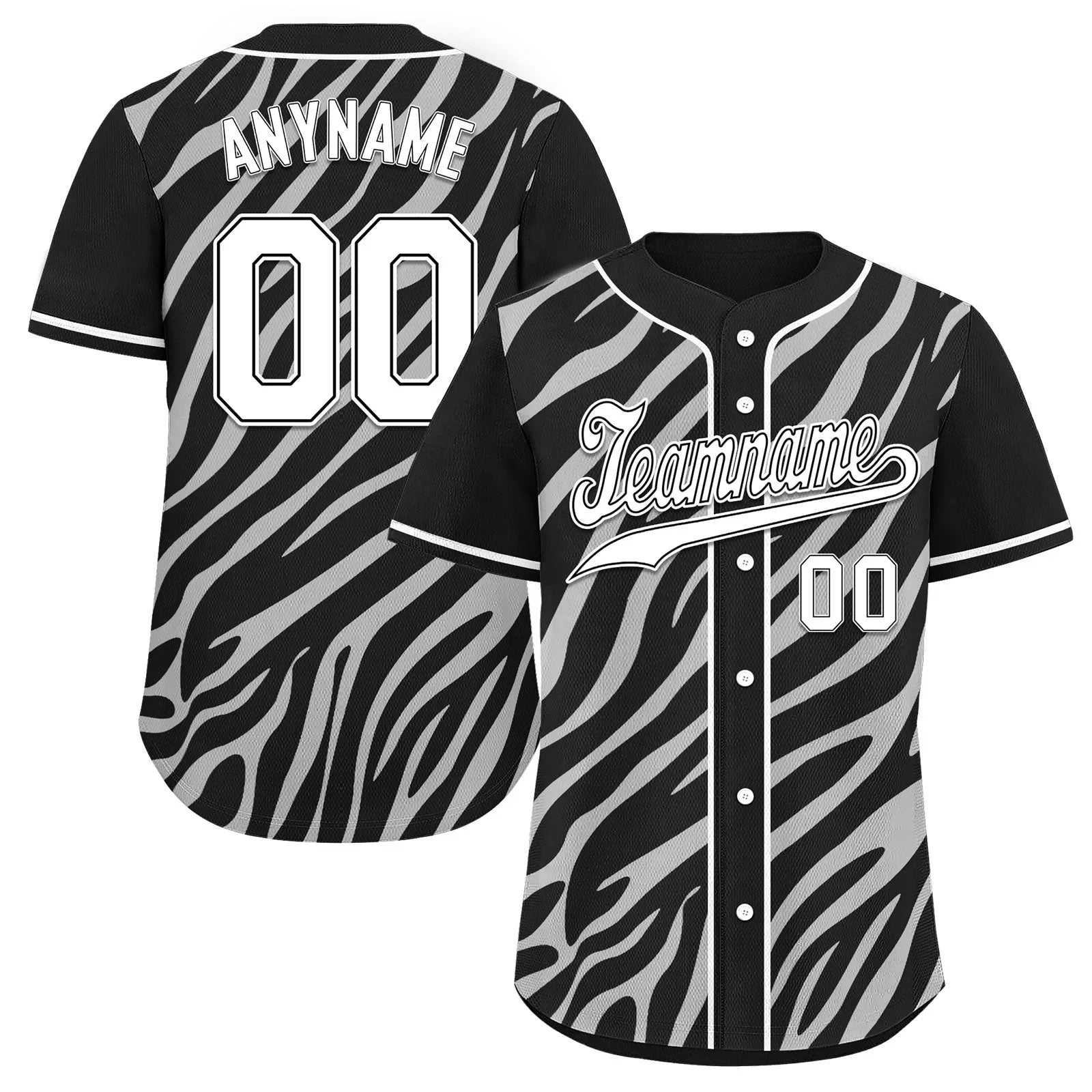 Custom Black White Zebra Pattern Personalized Authentic Baseball Jersey BSBJ01-D020201-1 - Coolcustomize