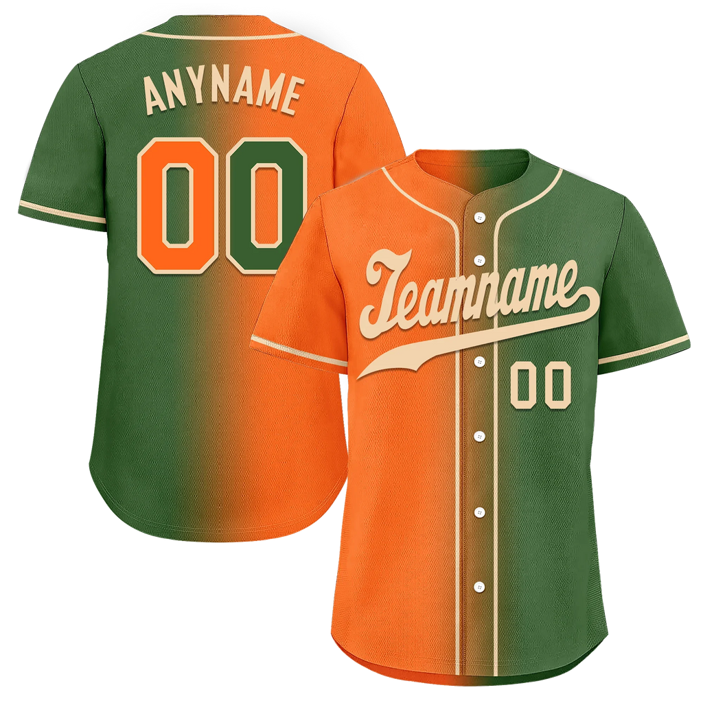 Custom Orange Green Gradient Fashion Personalized Authentic Baseball Jersey BSBJ01-D0a708d - Coolcustomize