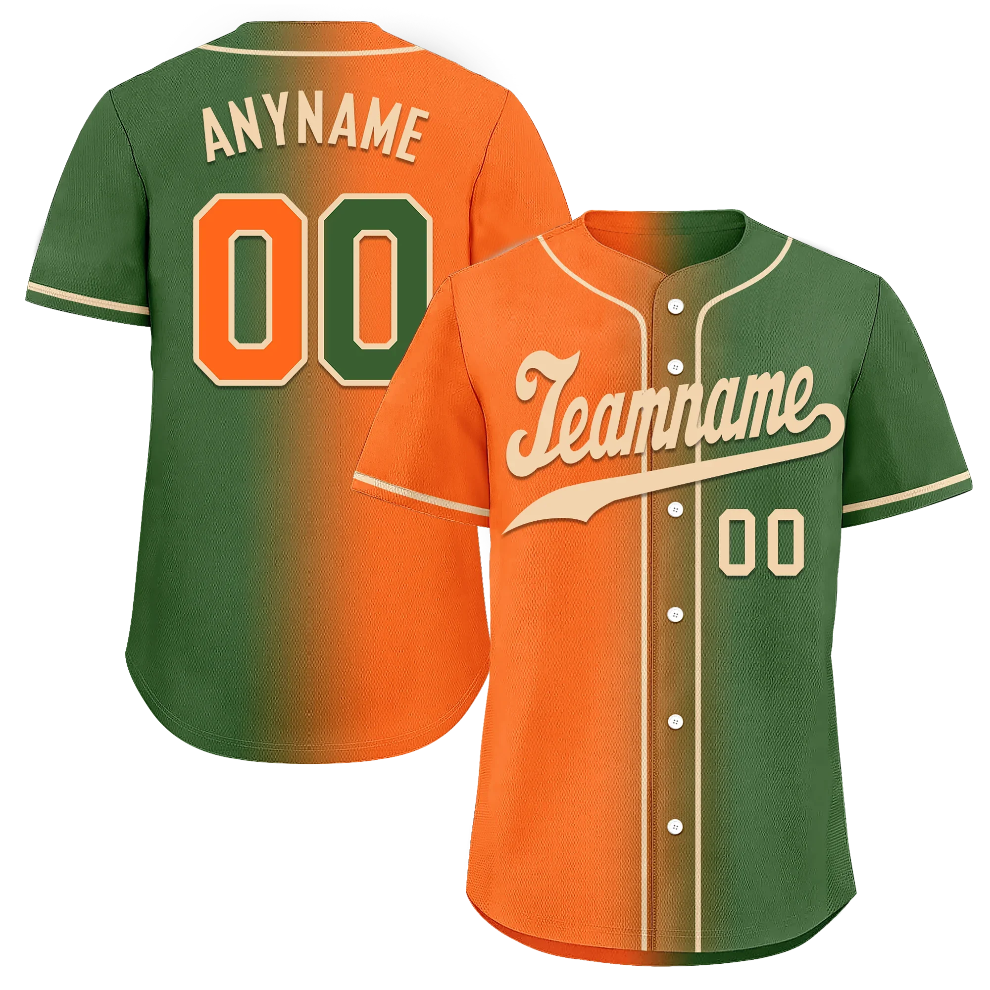 Custom Orange Green Gradient Fashion Personalized Authentic Baseball Jersey BSBJ01-D0a708d - Coolcustomize