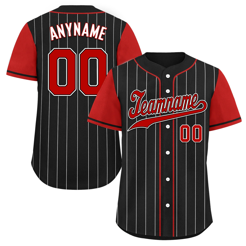 Custom Black Red Stripe Fashion Personalized Authentic Baseball Jersey BSBJ01-D017216 - Coolcustomize