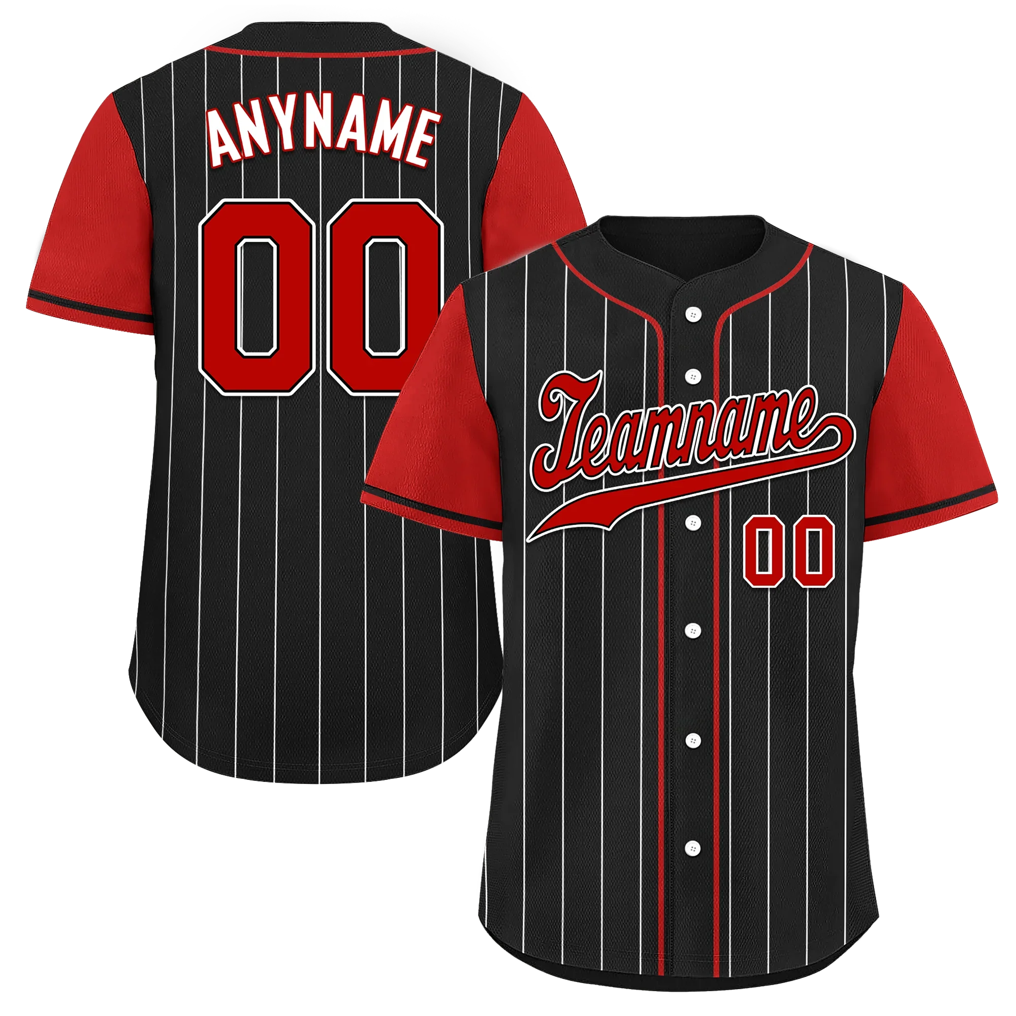 Custom Black Red Stripe Fashion Personalized Authentic Baseball Jersey BSBJ01-D017216 - Coolcustomize