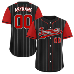 Custom Black Red Stripe Fashion Personalized Authentic Baseball Jersey BSBJ01-D017216