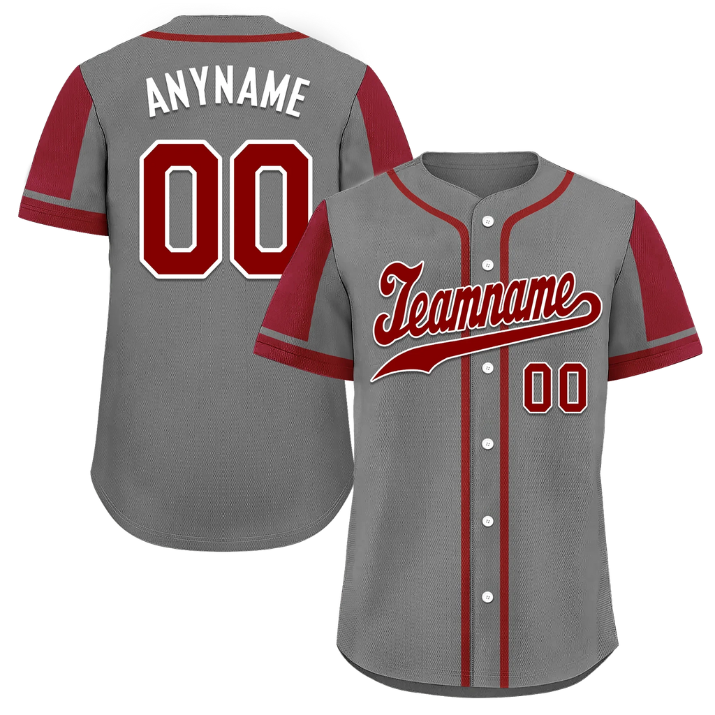 Custom Gray Red Raglan Sleeves Personalized Authentic Baseball Jersey BSBJ01-D017177 - Coolcustomize