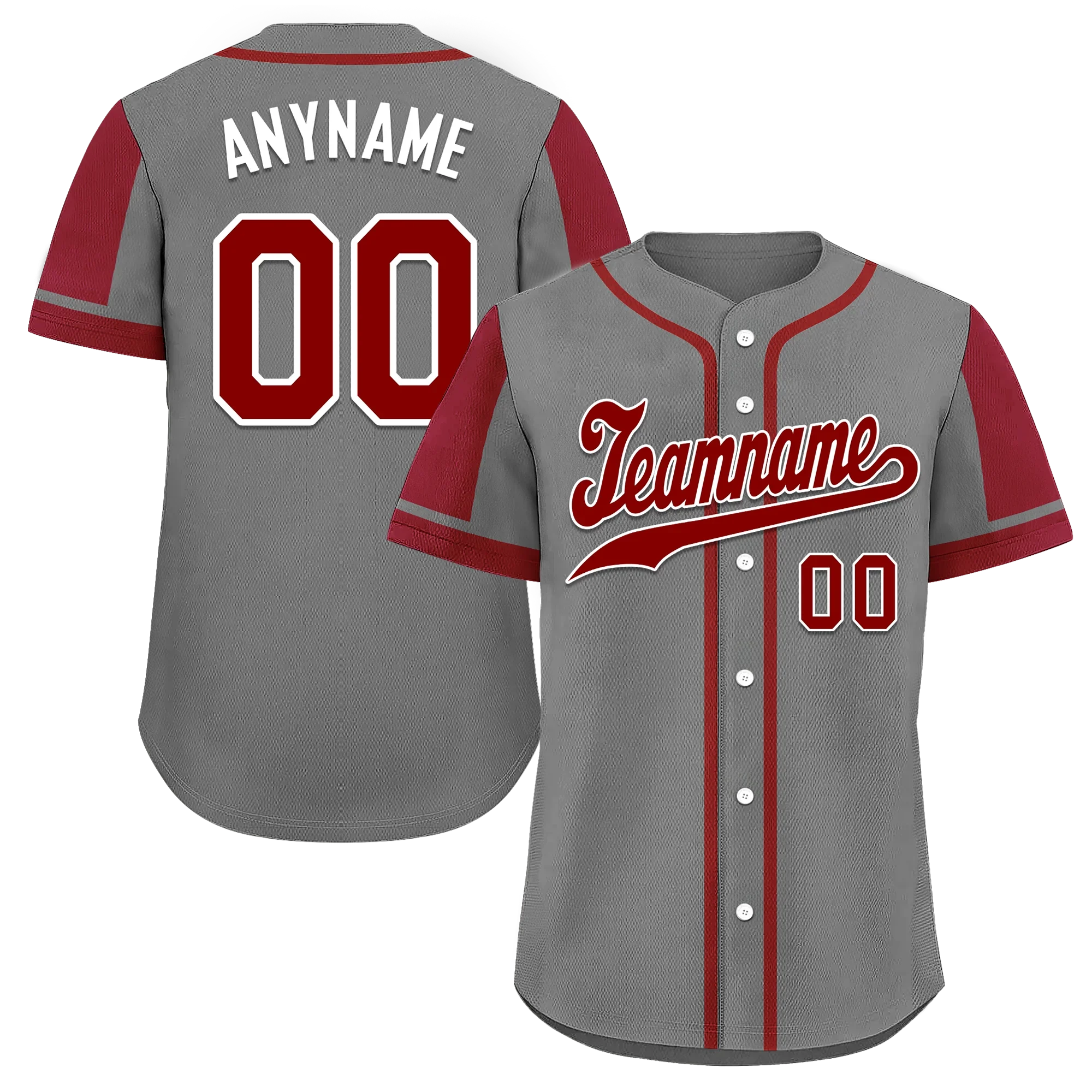 Custom Gray Red Raglan Sleeves Personalized Authentic Baseball Jersey BSBJ01-D017177 - Coolcustomize