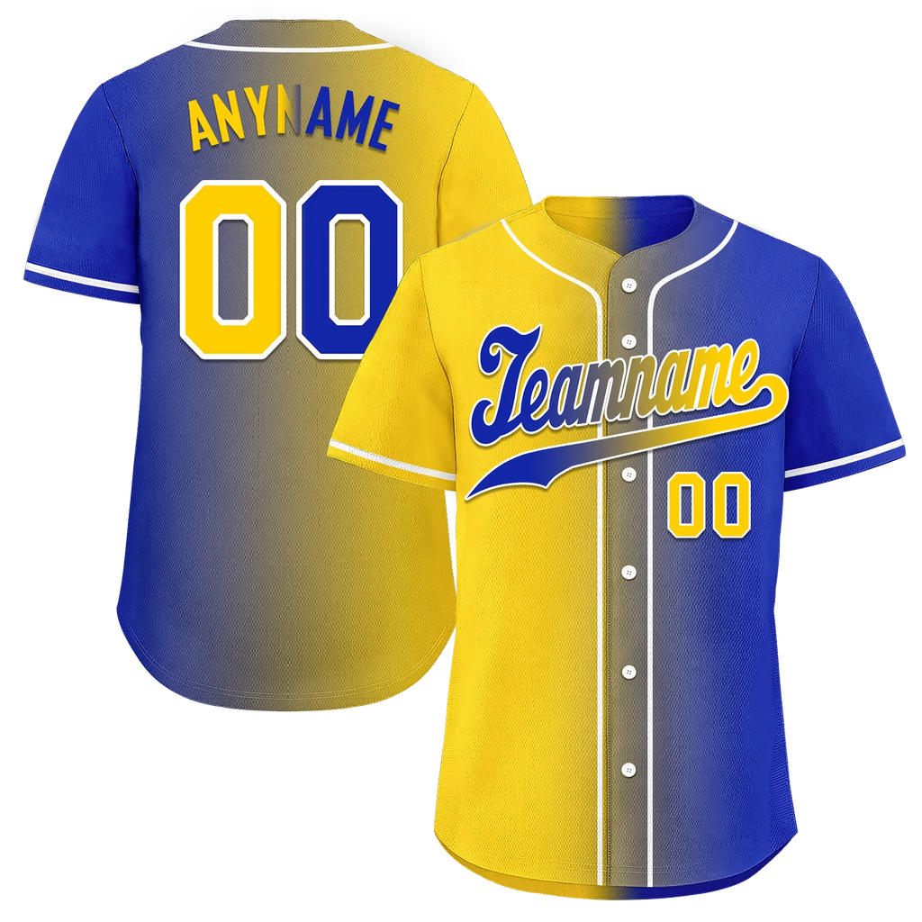 Custom Yellow Blue Gradient Fashion Personalized Authentic Baseball Jersey BSBJ01-D0a7098 - Coolcustomize