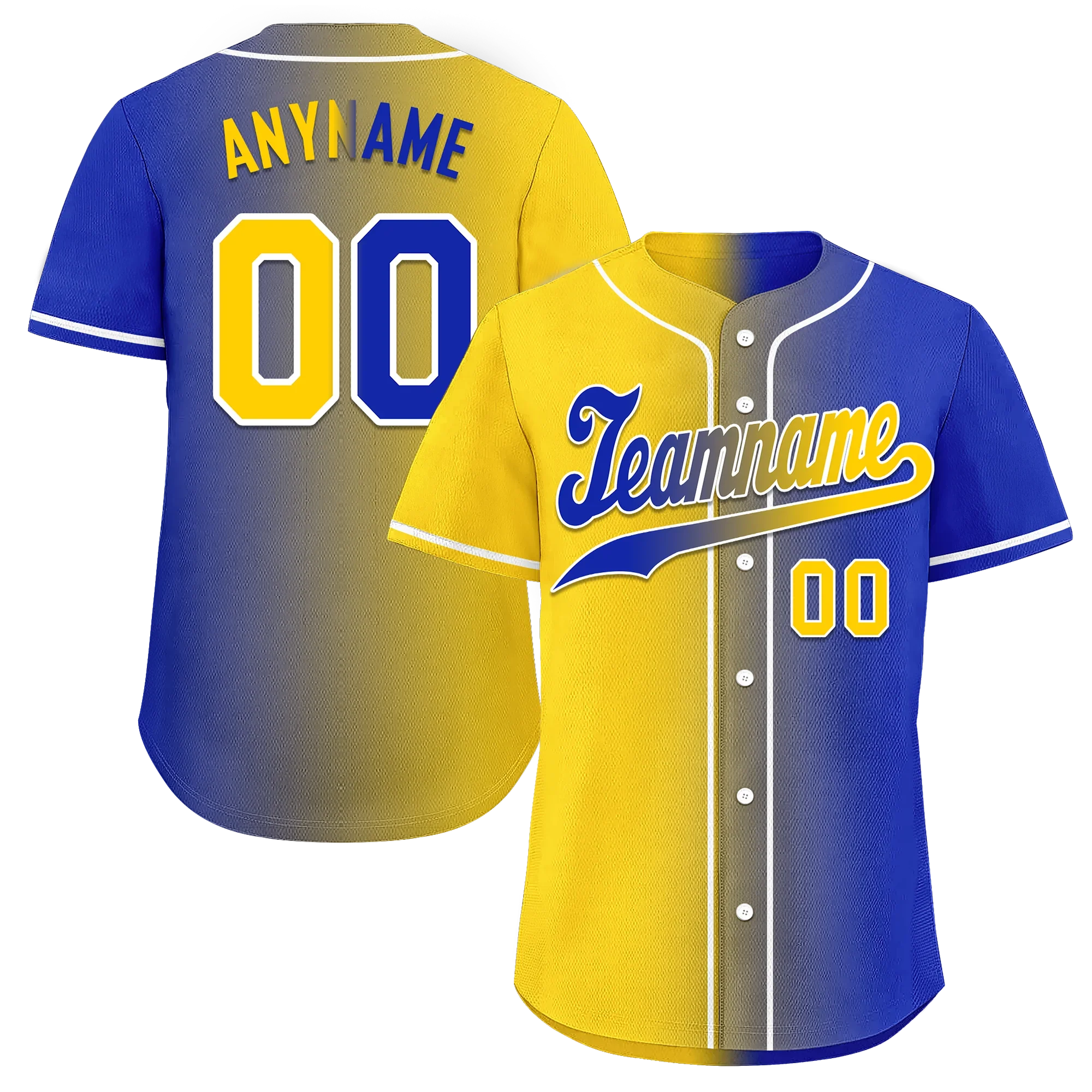 Custom Yellow Blue Gradient Fashion Personalized Authentic Baseball Jersey BSBJ01-D0a7098 - Coolcustomize