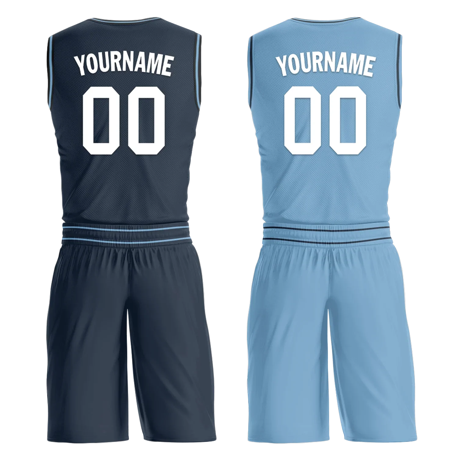 Custom Blue Classic Style Reversible Basketball Uniform Personalized COOLMAX BBJR-D017032 - Coolcustomize