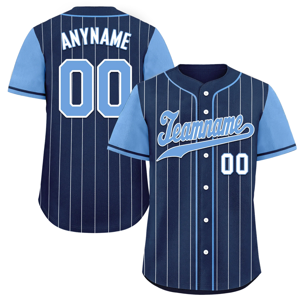 Custom Blue Stripe Fashion Personalized Authentic Baseball Jersey BSBJ01-D017230 - Coolcustomize