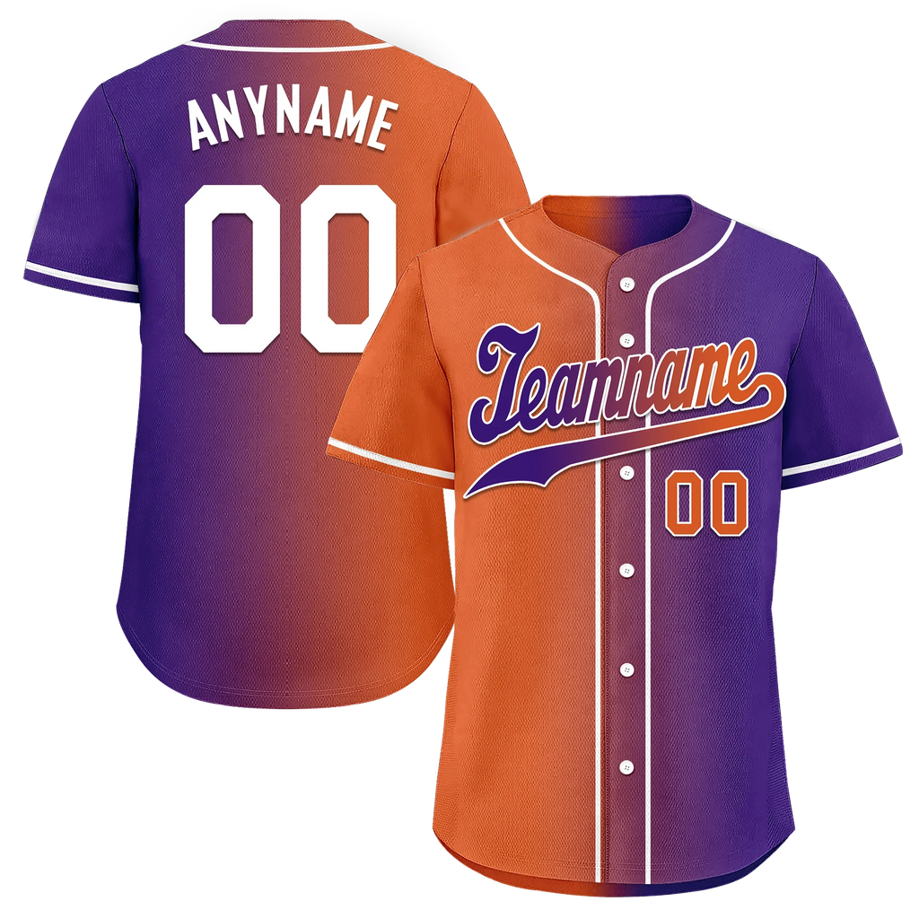 Custom Orange Purple Gradient Fashion Personalized Authentic Baseball Jersey BSBJ01-D0a7a08 - Coolcustomize