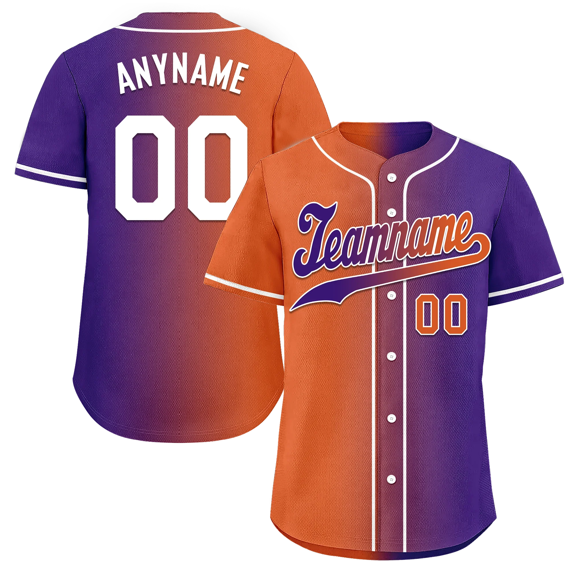 Custom Orange Purple Gradient Fashion Personalized Authentic Baseball Jersey BSBJ01-D0a7a08 - Coolcustomize