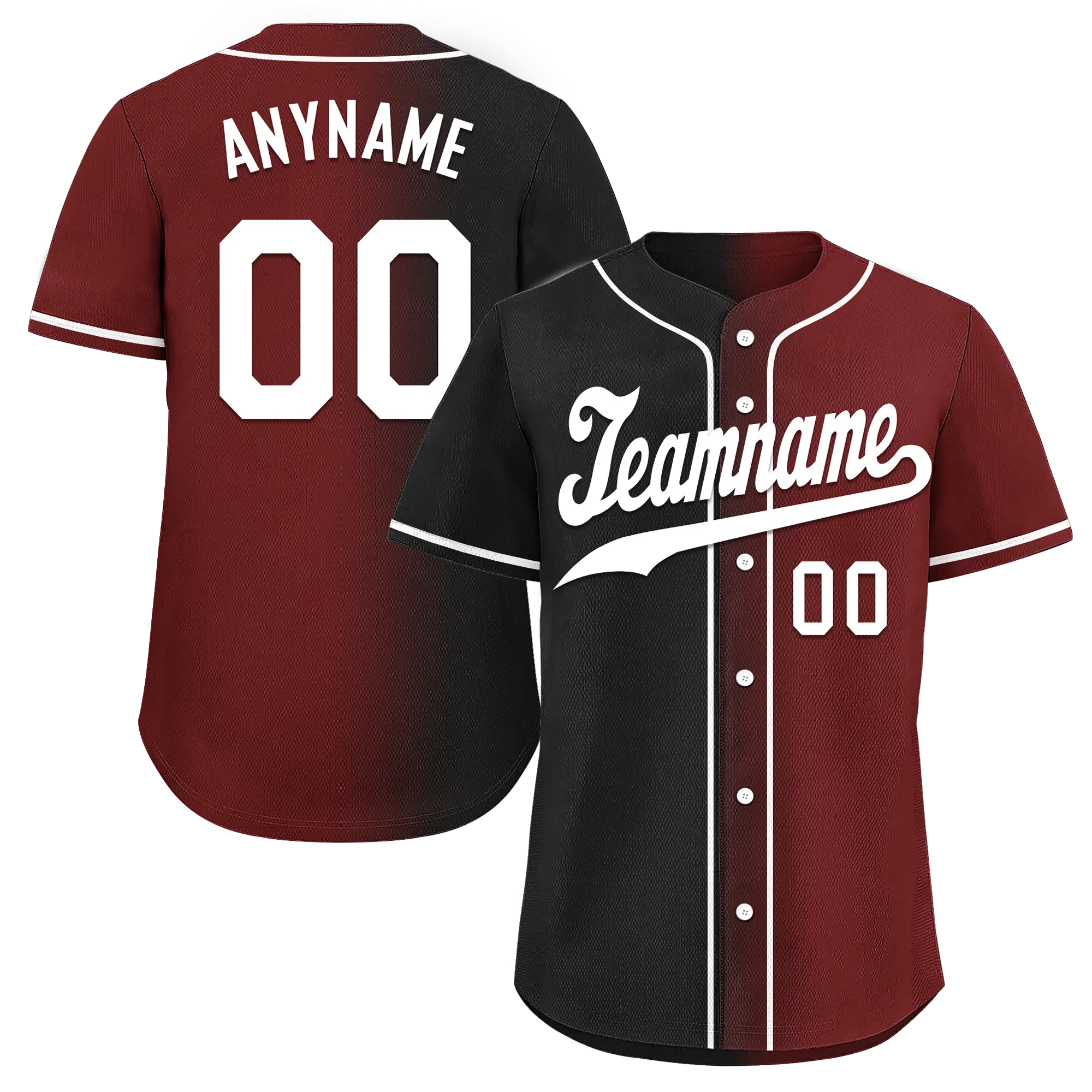 Custom Black Red Gradient Fashion Personalized Authentic Baseball Jersey BSBJ01-D0a7aae - Coolcustomize