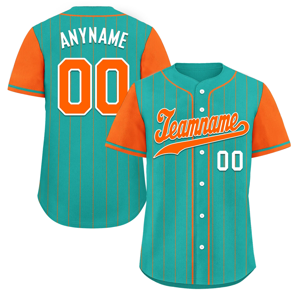 Custom Cyan Orange Stripe Fashion Personalized Authentic Baseball Jersey BSBJ01-D017233 - Coolcustomize