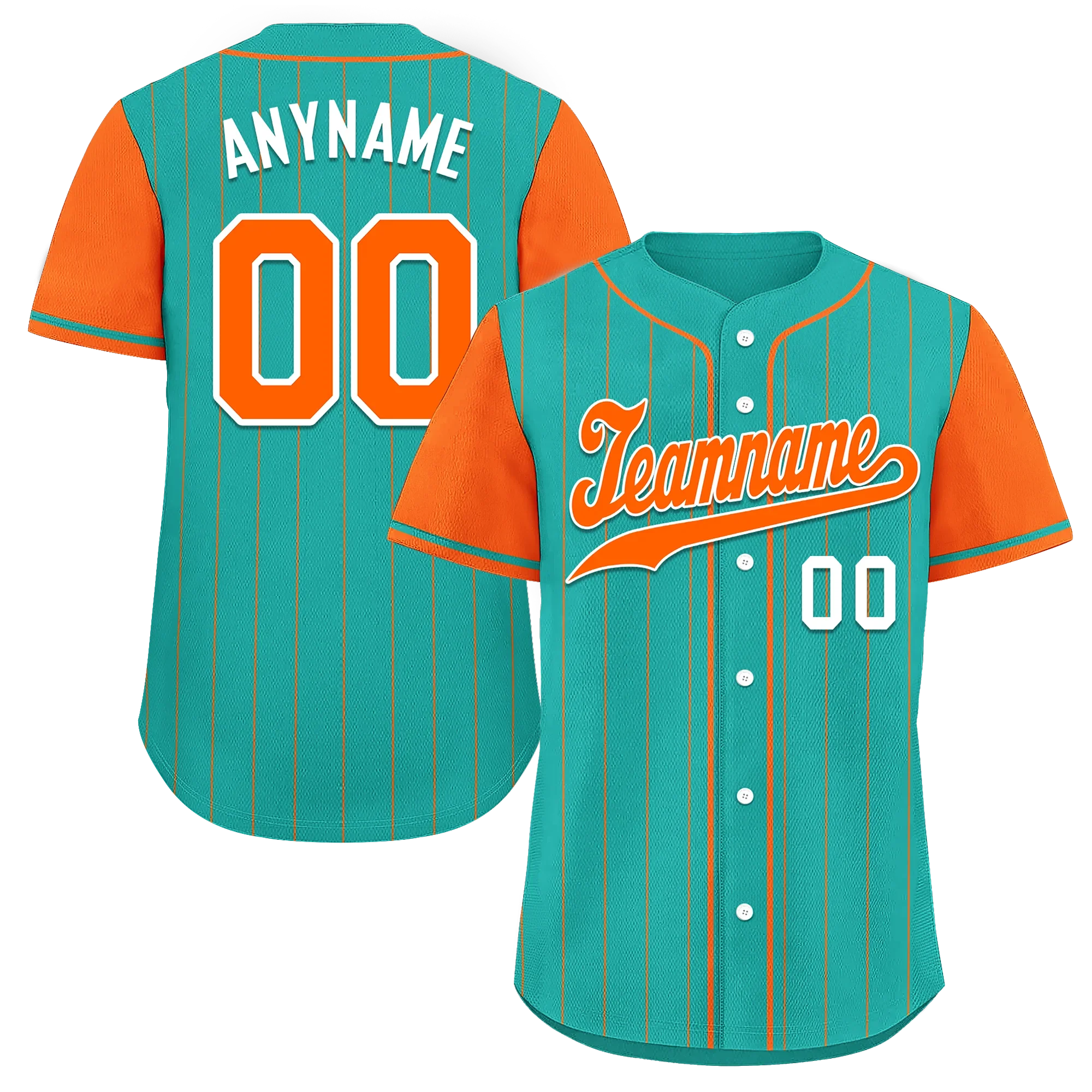 Custom Cyan Orange Stripe Fashion Personalized Authentic Baseball Jersey BSBJ01-D017233 - Coolcustomize