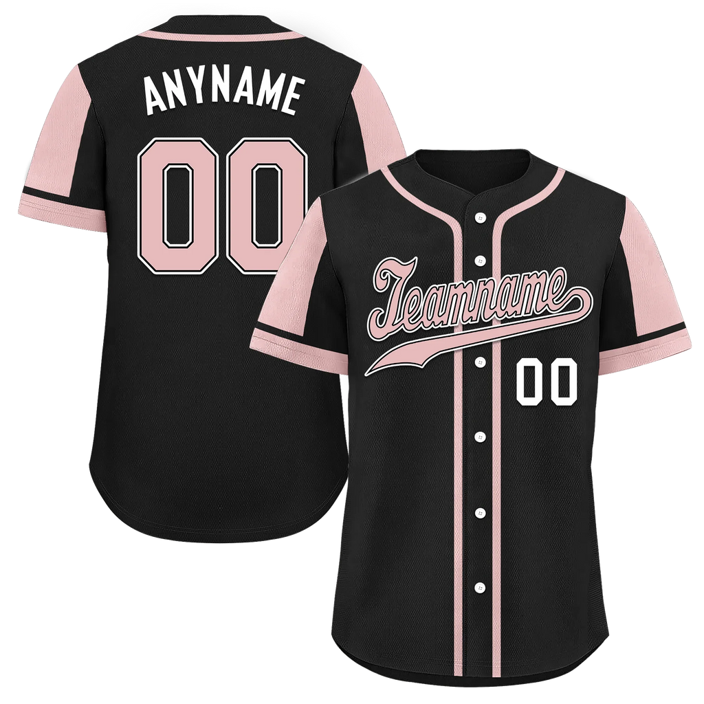 Custom Black Pink Raglan Sleeves Personalized Authentic Baseball Jersey BSBJ01-D017197 - Coolcustomize