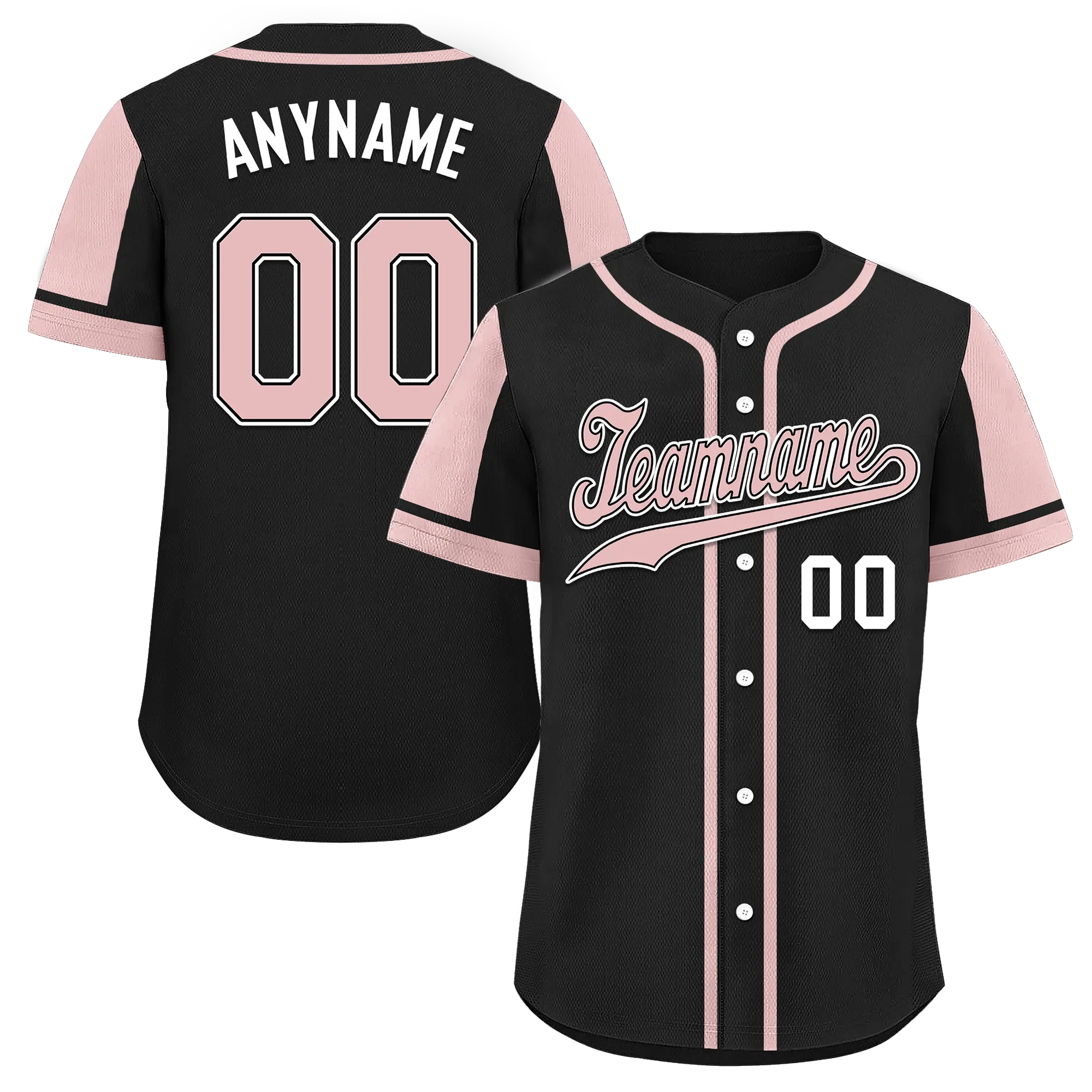 Custom Black Pink Raglan Sleeves Personalized Authentic Baseball Jersey BSBJ01-D017197 - Coolcustomize