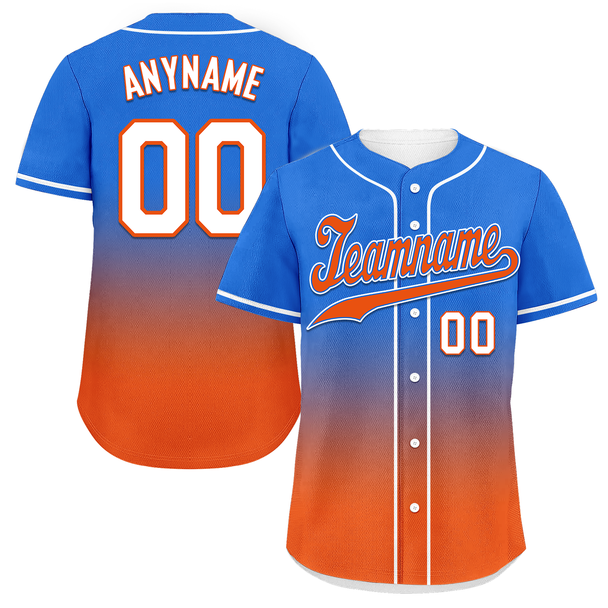 Custom Blue Orange Fade Fashion Personalized Authentic Baseball Jersey BSBJ01-D0a70b7 - Coolcustomize