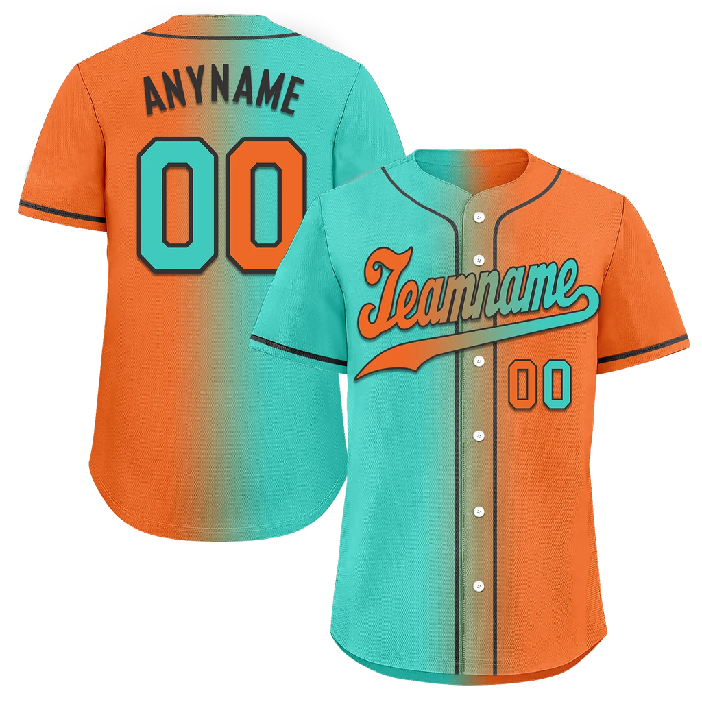Custom Cyan Orange Gradient Fashion Personalized Authentic Baseball Jersey BSBJ01-D0a7087 - Coolcustomize