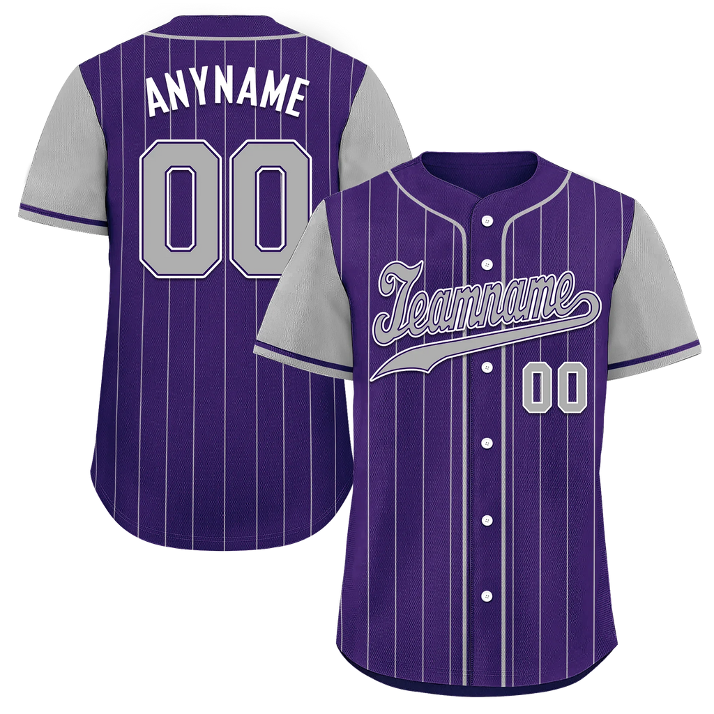 Custom Gray Purple Stripe Fashion Personalized Authentic Baseball Jersey BSBJ01-D017252 - Coolcustomize