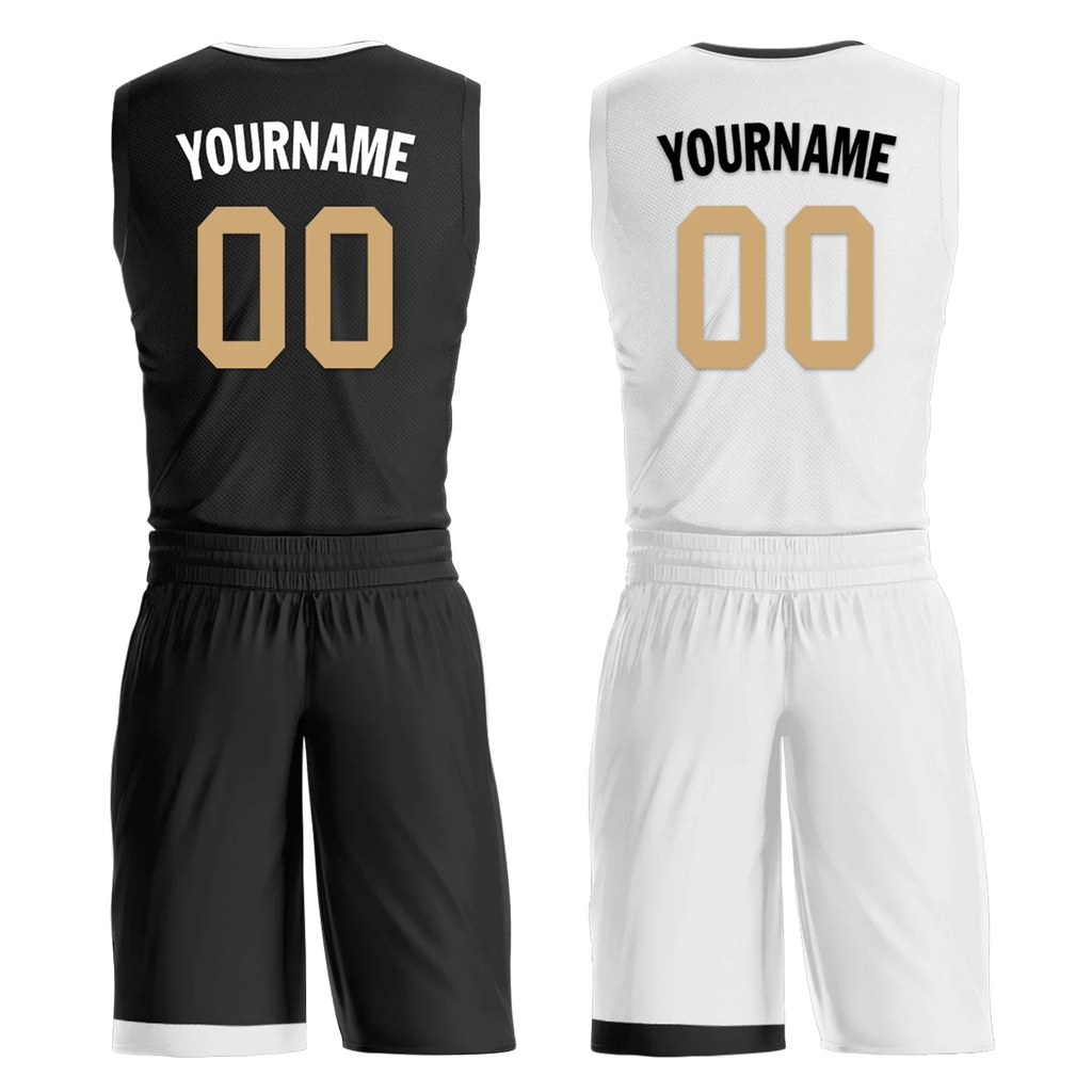 Custom Black White Classic Style Reversible Basketball Uniform Personalized COOLMAX BBJR-D017044 - Coolcustomize